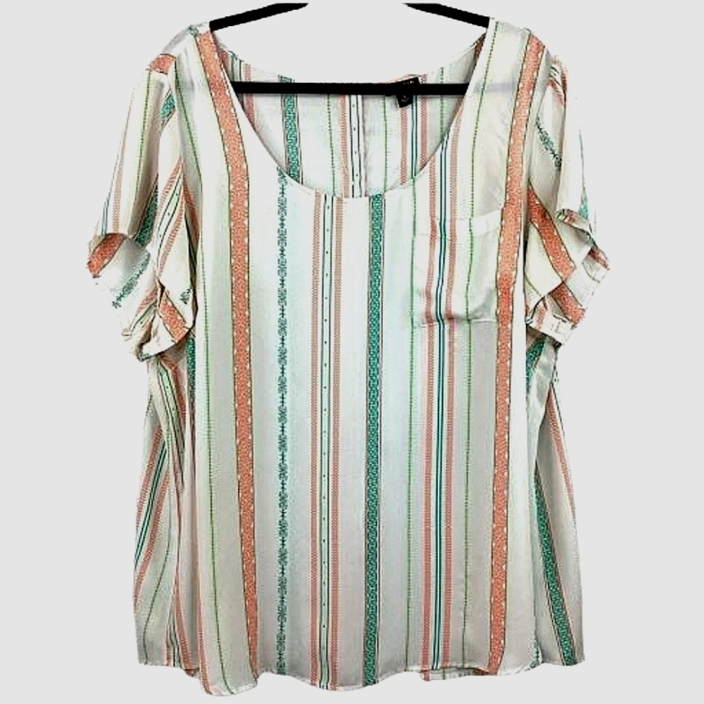 TORRID PLUS SIZE 3 WHITE TOP STRIPE SUMMER BLOUSE GUC